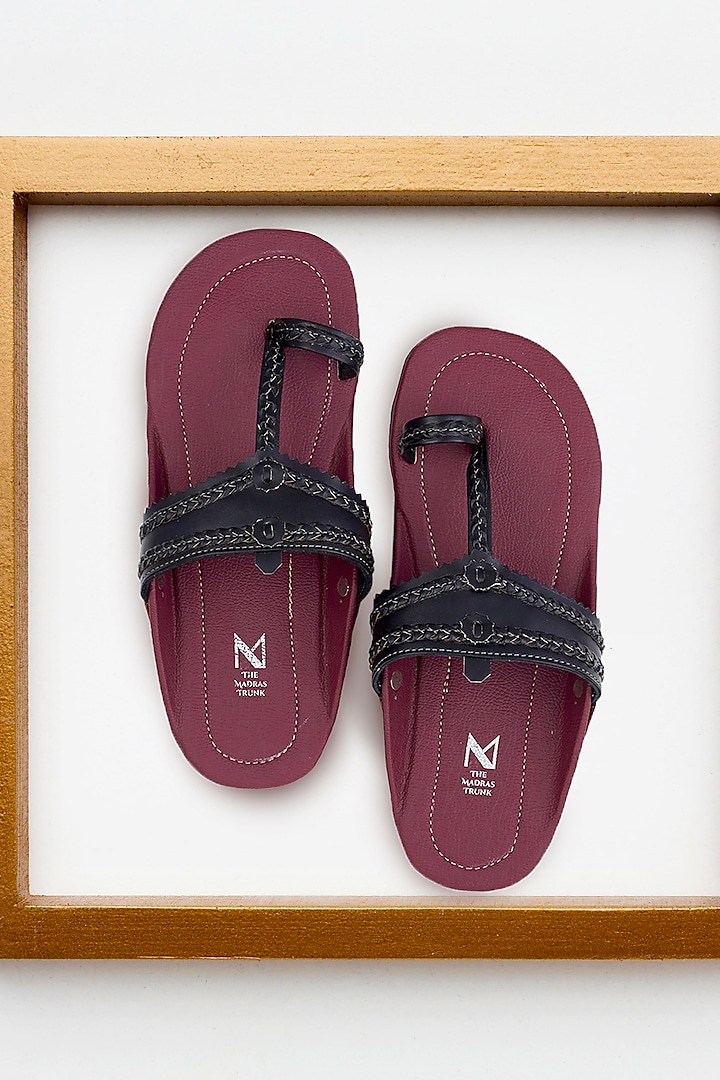 Black Non Leather Handcrafted Kolhapuri Sandals by The Madras Trunk