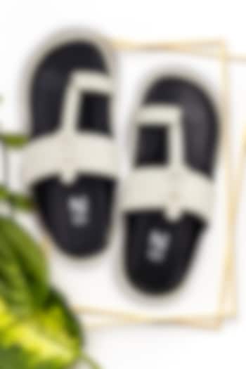 Black & White Non Leather Handcrafted Kolhapuri Sandals by The Madras Trunk