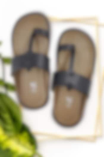 Brown & Black Leather Handcrafted Kolhapuri Sandals by The Madras Trunk