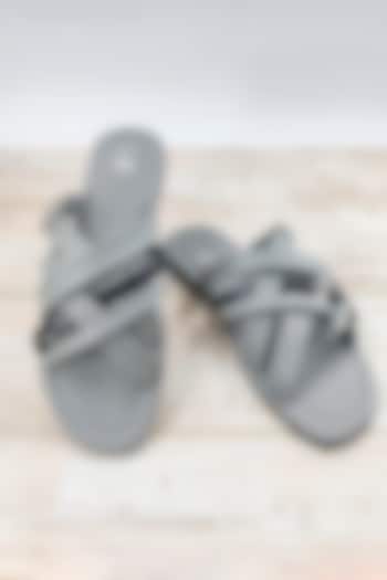 Grey Leather Handcrafted Kolhapuri Sandals by The Madras Trunk