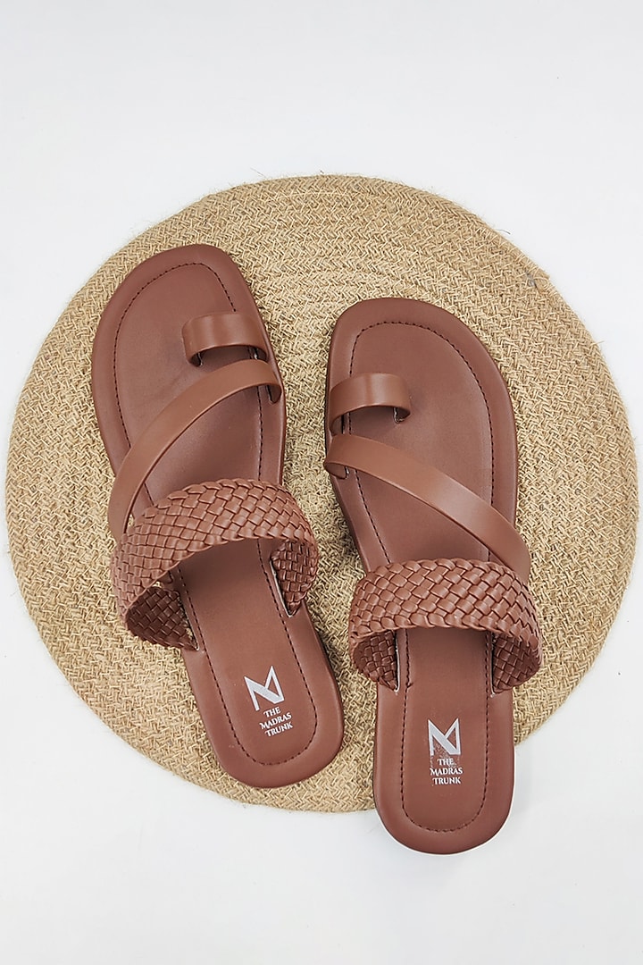 Brown Leather Handcrafted Kolhapuri Sandals by The Madras Trunk