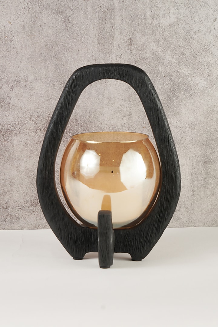 Gold Mango Wood & Glass Lantern Set by The MJS Living at Pernia's Pop Up Shop