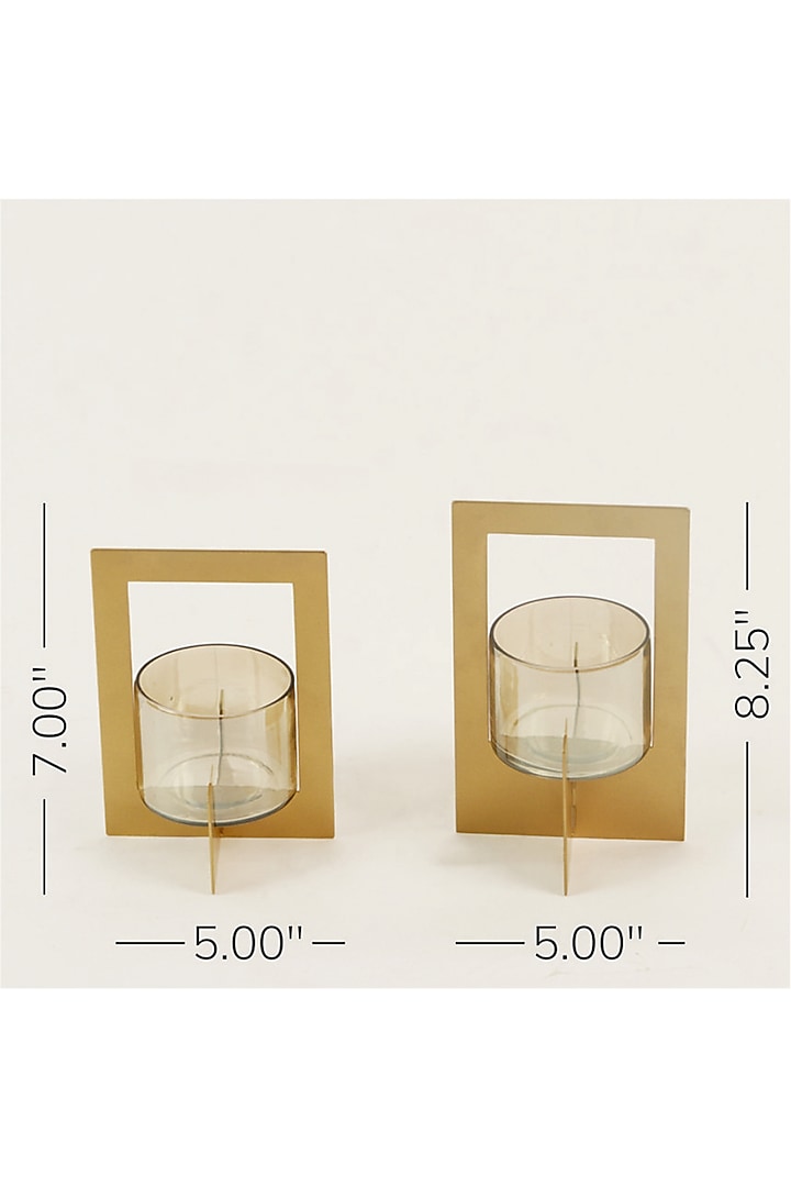 Gold Iron & Glass Tealight Hurricane Set by The MJS Living at Pernia's Pop Up Shop
