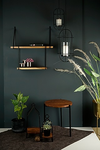 Black Iron & Glass Hanging Cage Lantern (Set of 2) by The MJS Living