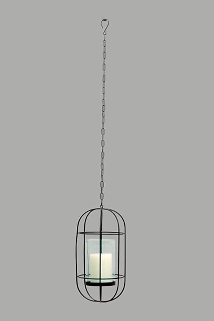 Black Iron & Glass Hanging Cage Lantern (Set of 2) by The MJS Living at Pernia's Pop Up Shop