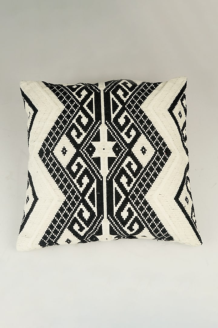 Black & White Jacquard Pillow Cover by The MJS Living