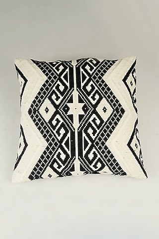 Black & White Jacquard Pillow Cover by The MJS Living