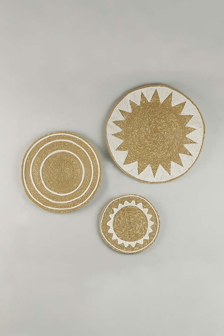 Beige & White Jute Boho Wall Art (Set of 3) by The MJS Living at Pernia's Pop Up Shop