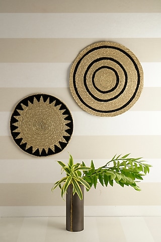 Beige & Black Jute Boho Wall Art (Set of 2) by The MJS Living