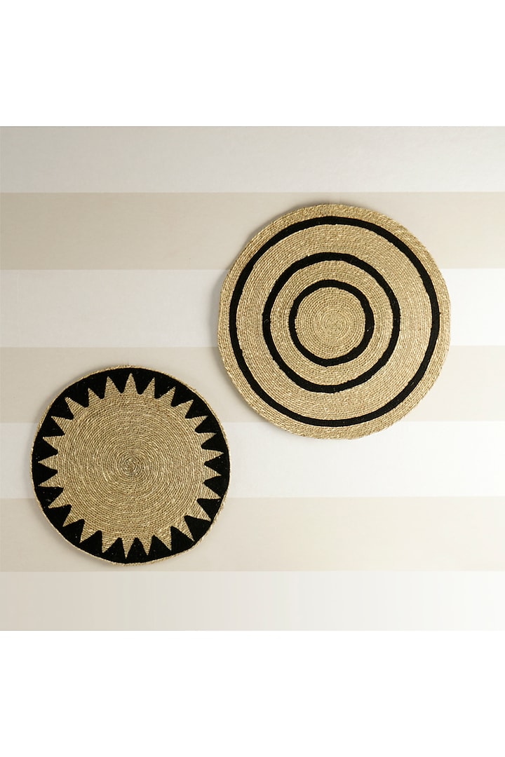 Beige & Black Jute Boho Wall Art (Set of 2) by The MJS Living at Pernia's Pop Up Shop
