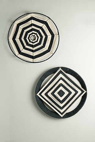 Black & White Cotton Thread Monochrome Wall Art (Set of 2) by The MJS Living