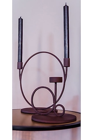 Maroon Iron Tea-Light Holder Set by The MJS Living