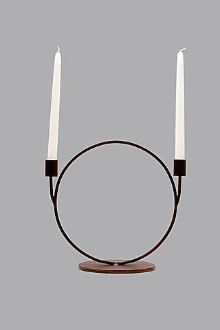 Maroon Iron Twin Taper Holder Set by The MJS Living
