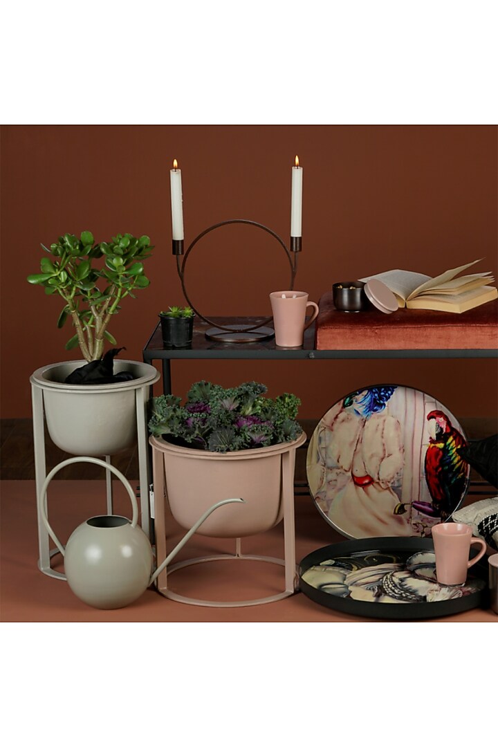 Maroon Iron Twin Taper Holder Set by The MJS Living at Pernia's Pop Up Shop