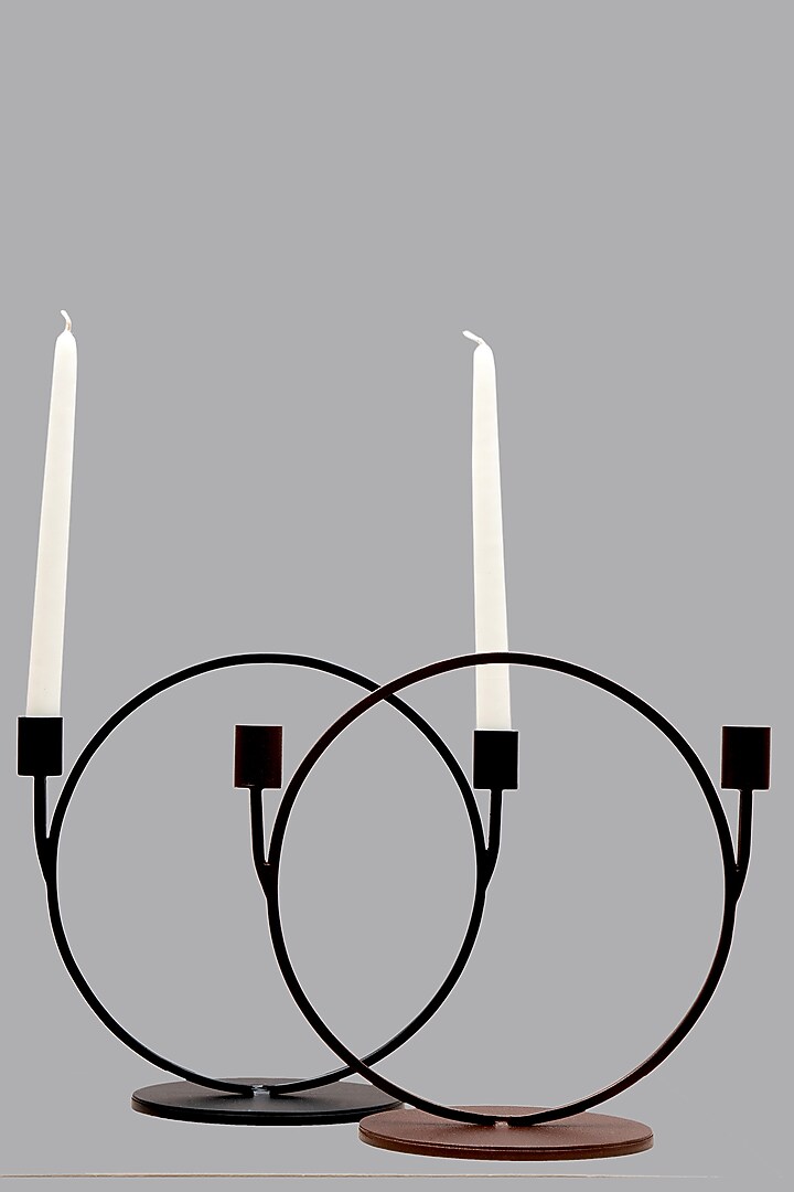 Maroon Iron Twin Taper Holder Set by The MJS Living at Pernia's Pop Up Shop