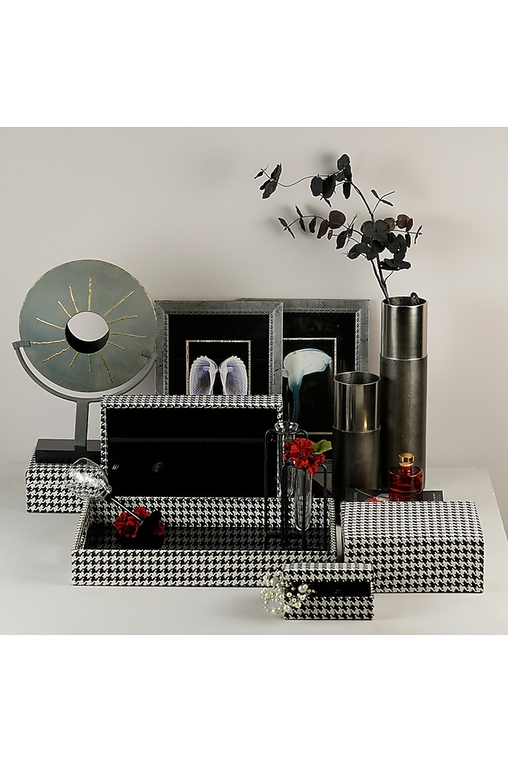 Black & White Glass Utility Tray Set by The MJS Living