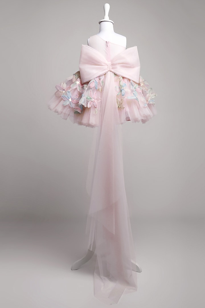 Pink Net Floral Dress For Girls by To My Niece at Pernia's Pop Up Shop