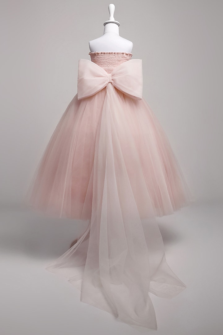 Pink net Hand Embroidered Gown For Girls by To My Niece at Pernia's Pop Up Shop
