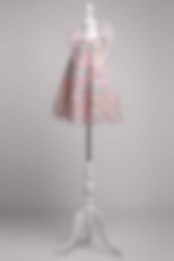 Pink Net Floral A-Line Dress For Girls by To My Niece at Pernia's Pop Up Shop