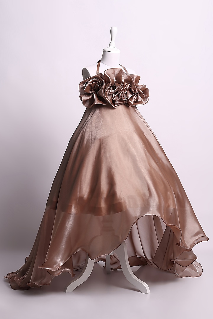 Bronze Silk Tube Gown For Girls by To My Niece