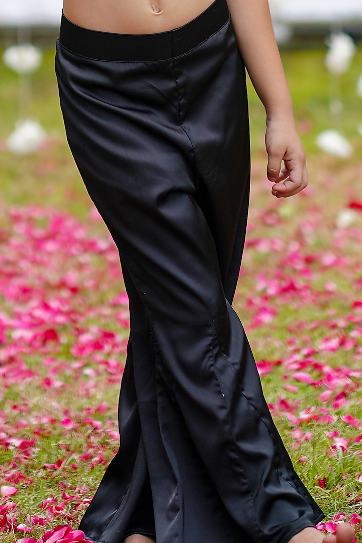 Black Satin Pant Set For Girls Design by To My Niece at Pernia's Pop Up  Shop 2024