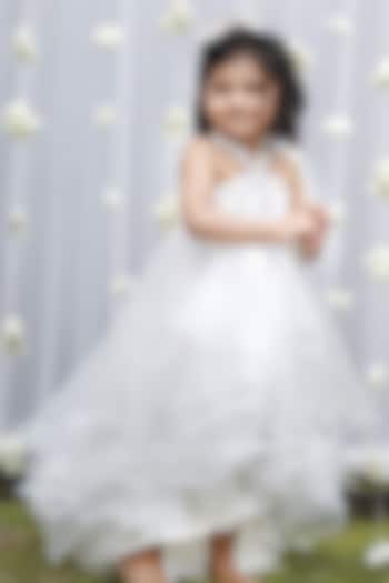 White Organza Halter Dress For Girls by To My Niece