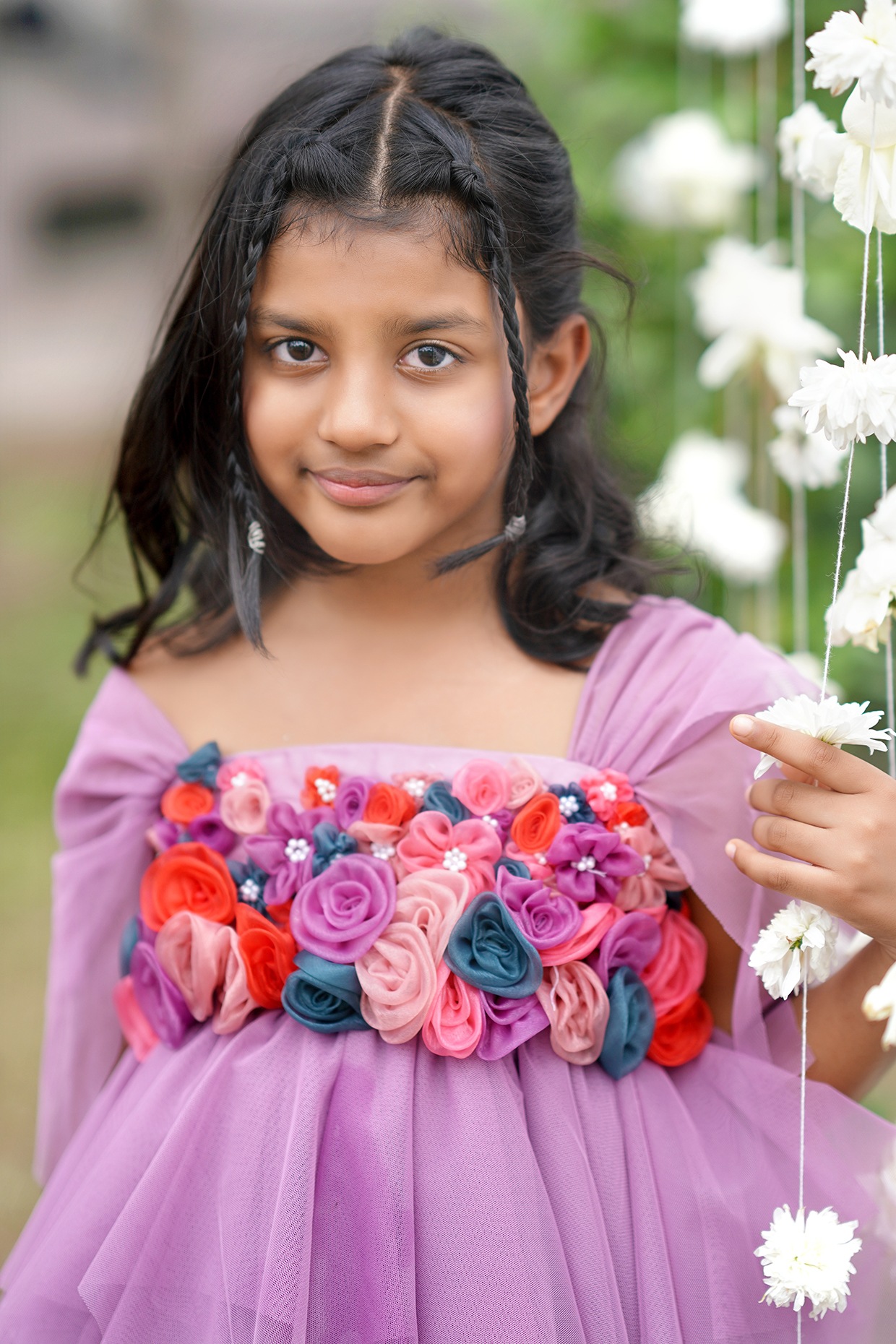 Lilac Net Floral Embroidered Dress For Girls Design by To My Niece at  Pernia's Pop Up Shop 2024