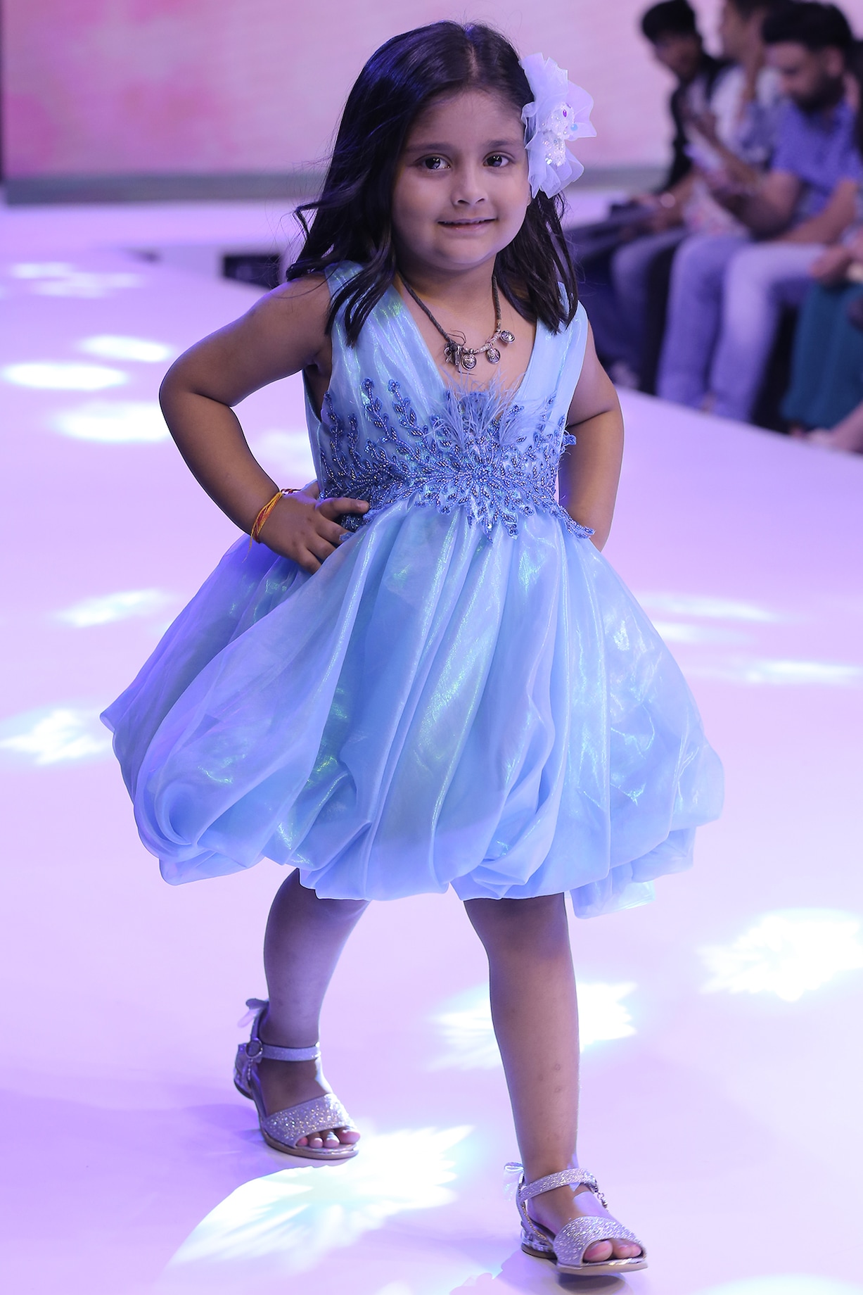 Blue Tissue Hand Embroidered Balloon Dress For Girls by To My Niece at  Pernia's Pop Up Shop
