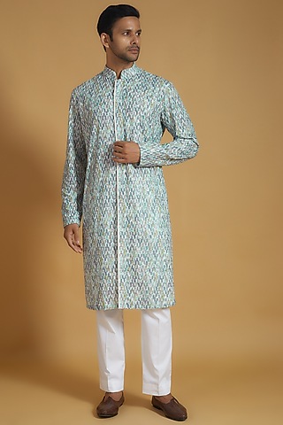 Grey Lucknowi Fabric Chikankari Embroidered Kurta Set by The Man Project