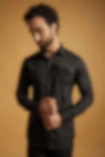 Black Giza Cotton Party Wear Shirt by The Man Project at Pernia's Pop Up Shop