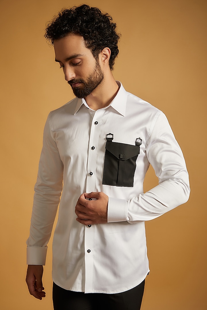 White Giza Cotton Shirt by The Man Project