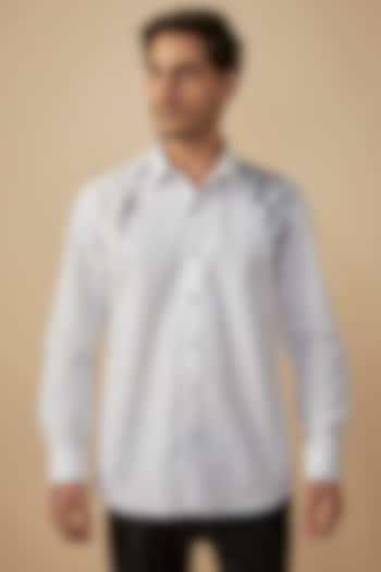 White Giza Cotton Thread Embroidered Shirt by The Man Project at Pernia's Pop Up Shop