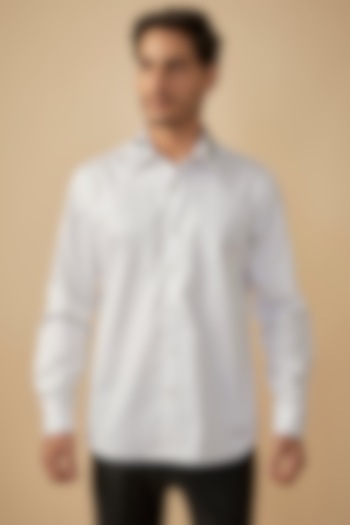 White Giza Cotton Thread Embroidered Shirt by The Man Project