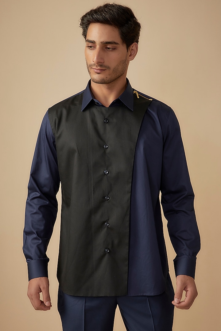 Black Giza Cotton Shirt by The Man Project