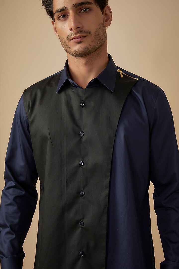 Black Giza Cotton Party Wear Shirt by The Man Project at Pernia's Pop Up Shop