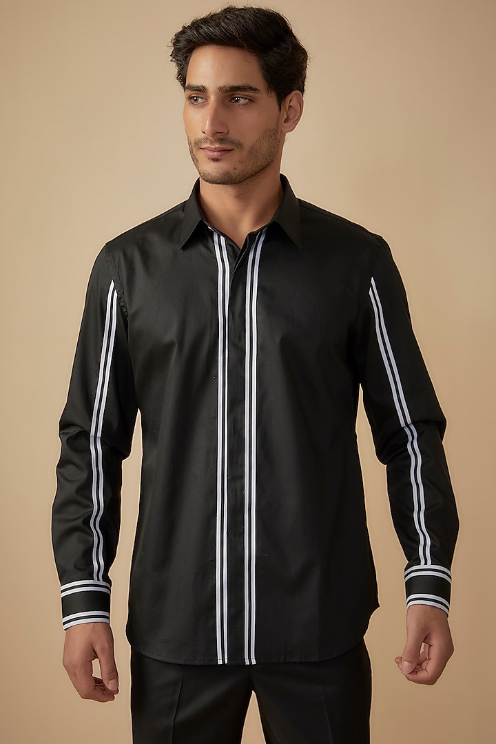 Black Giza Cotton Shirt by The Man Project