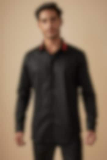 Black Giza Cotton Shirt by The Man Project