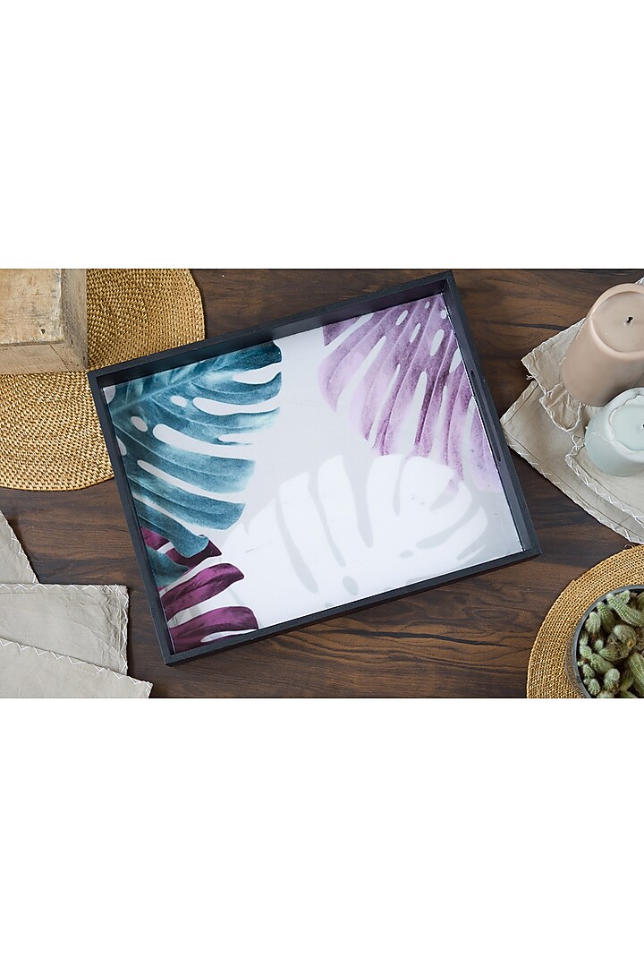 Grey Leaf Printed Tray by The Modern Storey at Pernia's Pop Up Shop