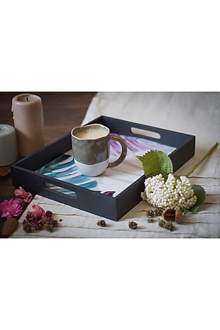 Grey Leaf Printed Tray by The Modern Storey