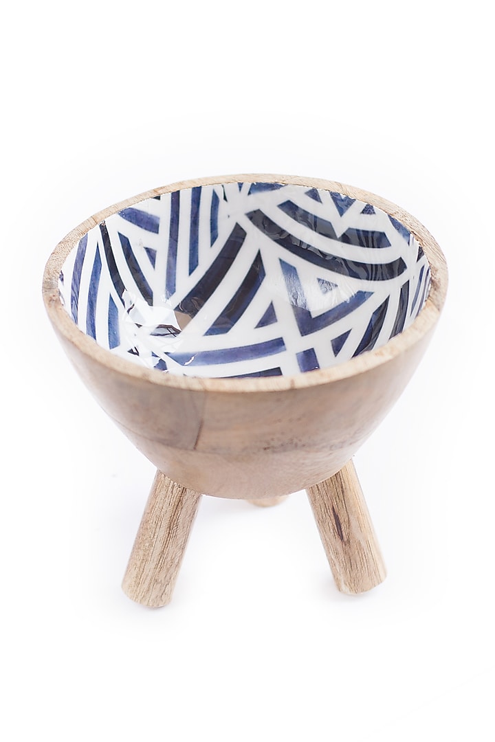 Blue & White Handcrafted Wooden Salad Bowl by The Modern Storey at Pernia's Pop Up Shop