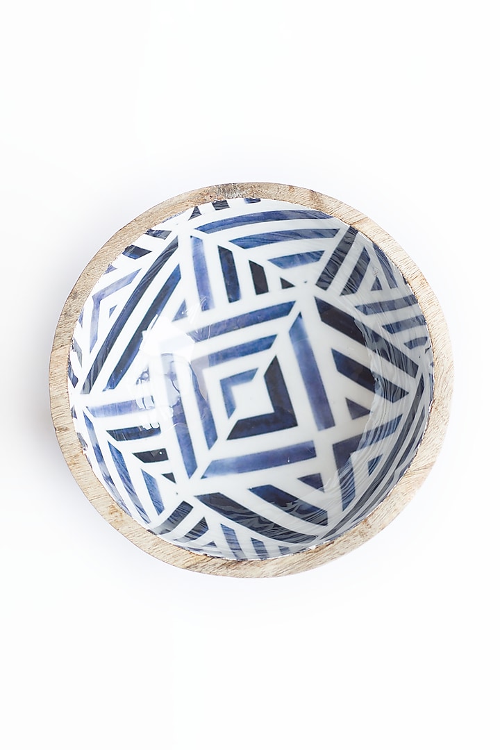 Blue & White Handcrafted Wooden Salad Bowl by The Modern Storey at Pernia's Pop Up Shop