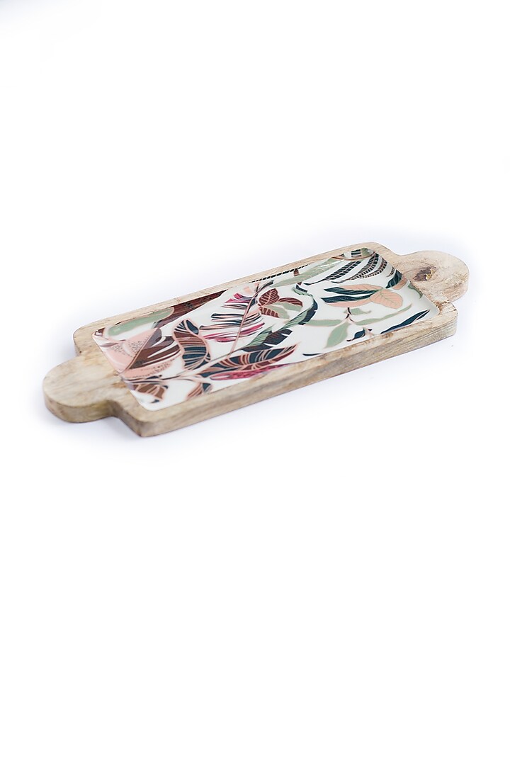 White Leaf Printed Platter by The Modern Storey at Pernia's Pop Up Shop