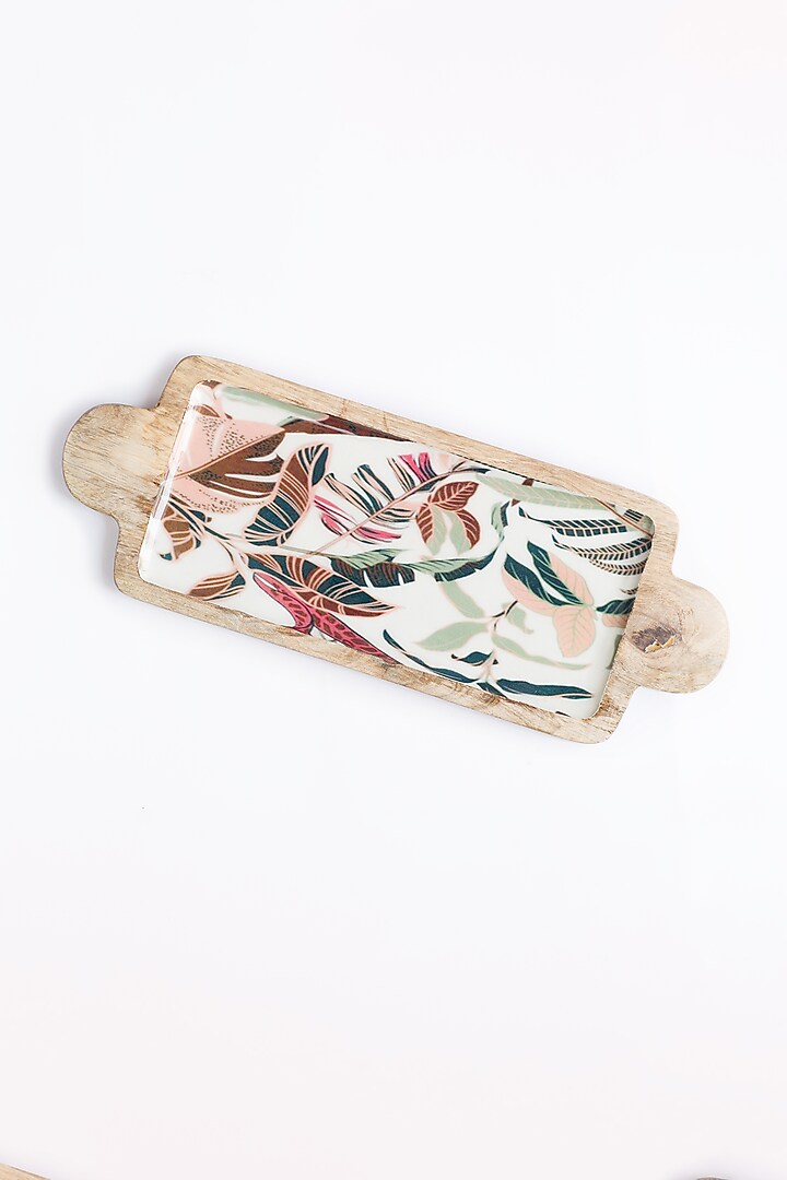 White Leaf Printed Platter by The Modern Storey at Pernia's Pop Up Shop