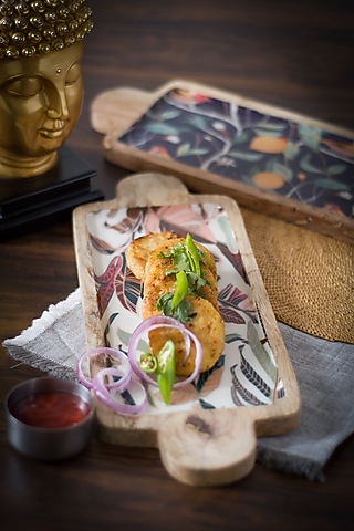 White Leaf Printed Platter by The Modern Storey
