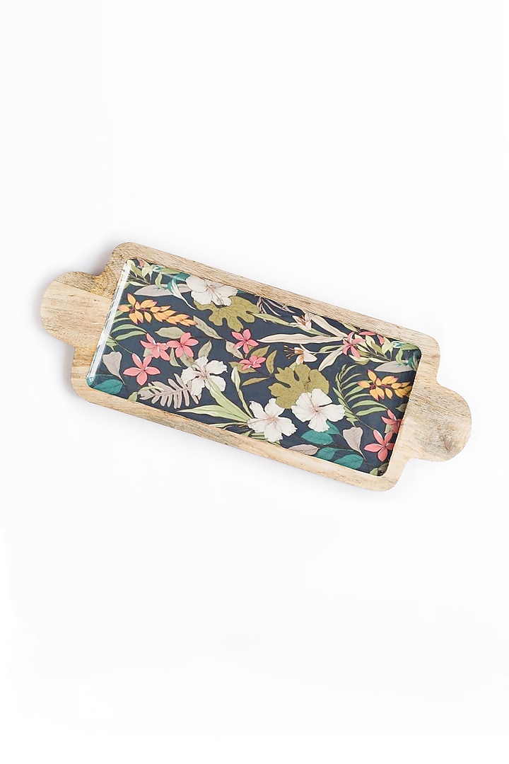Dark Grey Floral Printed Platter by The Modern Storey at Pernia's Pop Up Shop