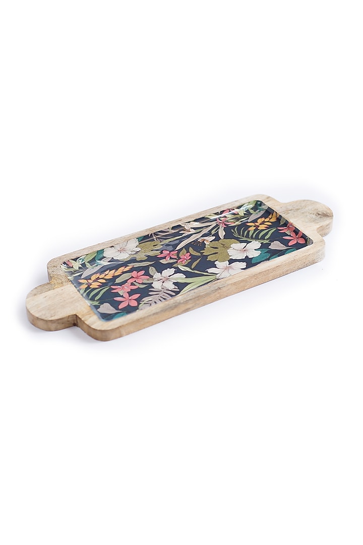 Dark Grey Floral Printed Platter by The Modern Storey at Pernia's Pop Up Shop