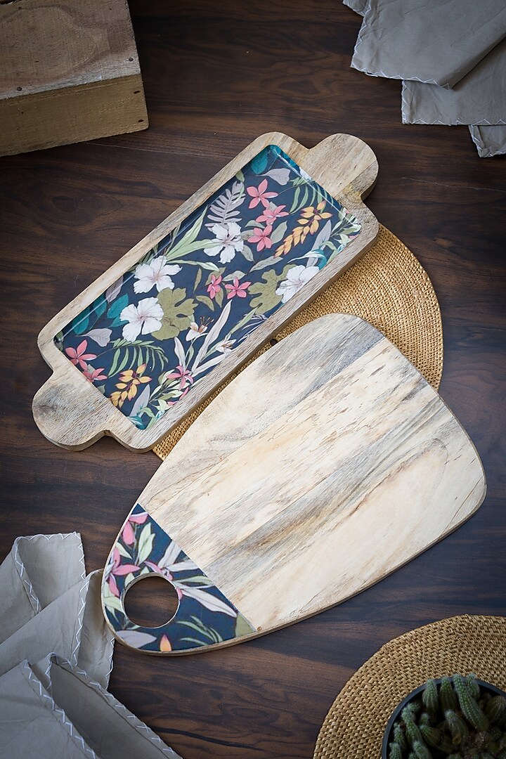 Dark Grey Floral Printed Platter by The Modern Storey at Pernia's Pop Up Shop