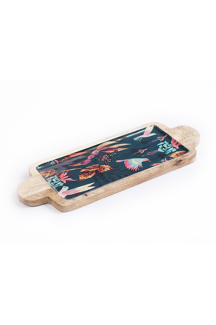 Blue Mango Wood Printed Platter by The Modern Storey at Pernia's Pop Up Shop
