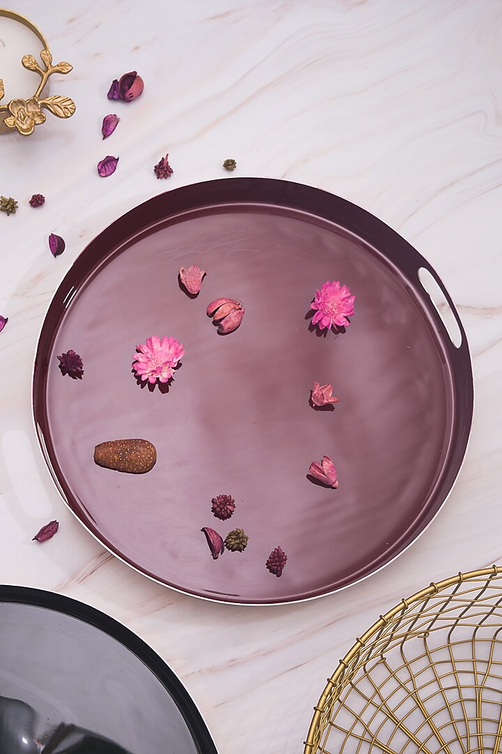 Burgundy Stainless Steel Tray by The Modern Storey at Pernia's Pop Up Shop
