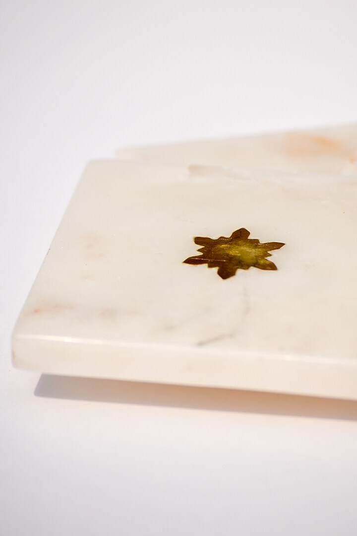 White & Gold Square Marble Coasters (Set of 4) by The Modern Storey at Pernia's Pop Up Shop